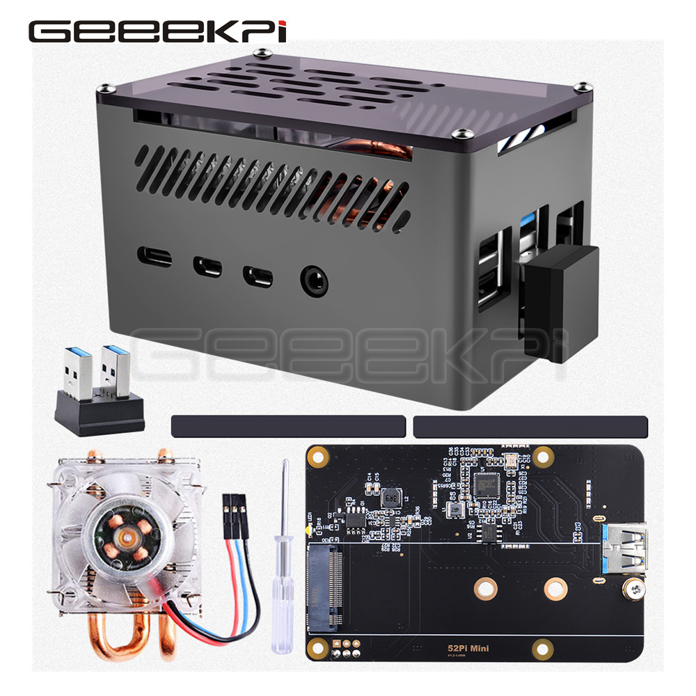 Argon One V3 M.2 Nvme Case - GeeekPi Aluminium-Ziegelgehäuse, schwarzes Gehäuse mit M.2