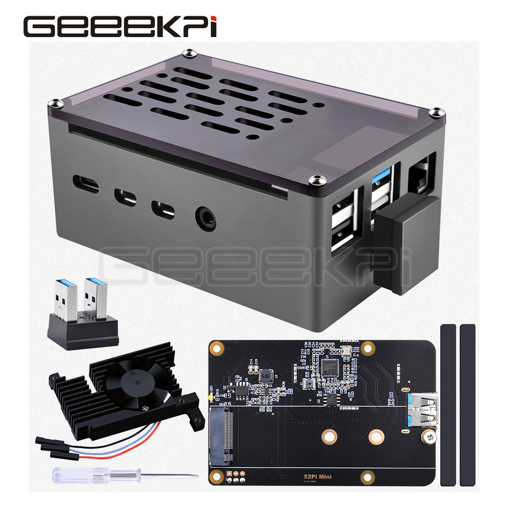 Argon One V3 M.2 Nvme Case - GeeekPi Aluminium-Ziegelgehäuse, schwarzes Gehäuse mit M.2